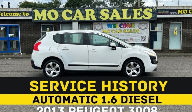 
								AUTOMATIC_1.6 Diesel_2013 Peugeot 3008_£20 Tax_12month MOT_98k Miles_Service History_Bluetooth_ 3 months Evo Warranty_ full									