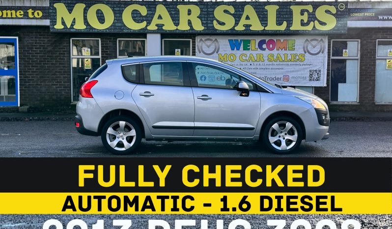 
								AUTOMATIC_1.6 Diesel_2013 Peugeot 3008_£35 Tax_84k Miles_9m MOT_B’tooth_3 months Evo Warranty_ full									