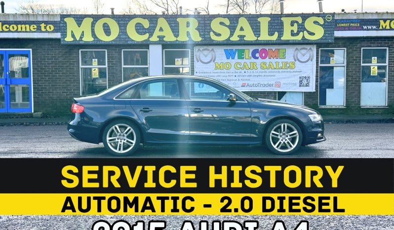 
								AUTOMATIC_2.0 Diesel_2015 Audi A4_11m MOT_98k Mile_Sat-Nav_B’tooth_Full Leather_3 months Evo Warranty full									