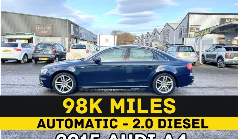 
								AUTOMATIC_2.0 Diesel_2015 Audi A4_11m MOT_98k Mile_Sat-Nav_B’tooth_Full Leather_3 months Evo Warranty full									