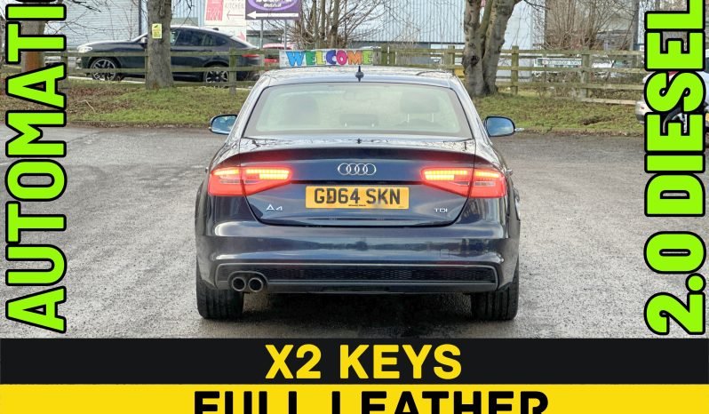 
								AUTOMATIC_2.0 Diesel_2015 Audi A4_11m MOT_98k Mile_Sat-Nav_B’tooth_Full Leather_3 months Evo Warranty full									