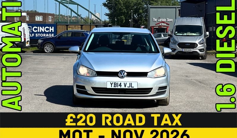 
								AUTOMATIC_1.6 Diesel_2014 VW Golf_£20 Tax_6m MOT_106k Miles_T-Belt DONE_Srvc Hstry_B’tooth_P-Snsrs_x2 Keys_3 months Warranty full									
