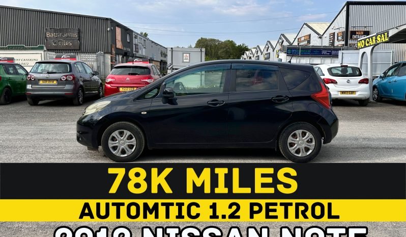 
								AUTOMATIC_1.2 Petrol_2012 Nissan Note_10m MOT_78k Miles_Sat-Nav_B’tooth_HD Rev Camera_x2 Keys_Japan Import_3 months Warranty* full									